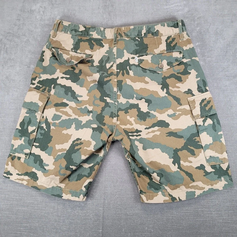 Levi's Mens Camo Cargo Shorts Green Brown Camouflage Multi Pocket Size‎ 36
